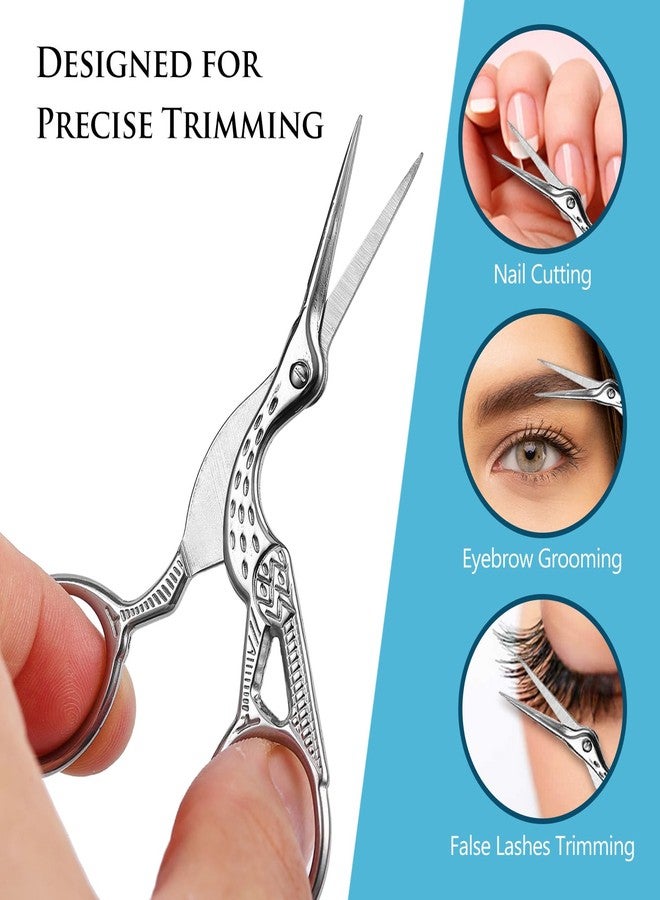 Kootinn 2-Pack Curved & Rounded Stork Scissors, Stainless Steel Professional Beauty Grooming Scissors for Eyebrows, Facial Hair, Dry Skin, Nose Hair. - Image 4